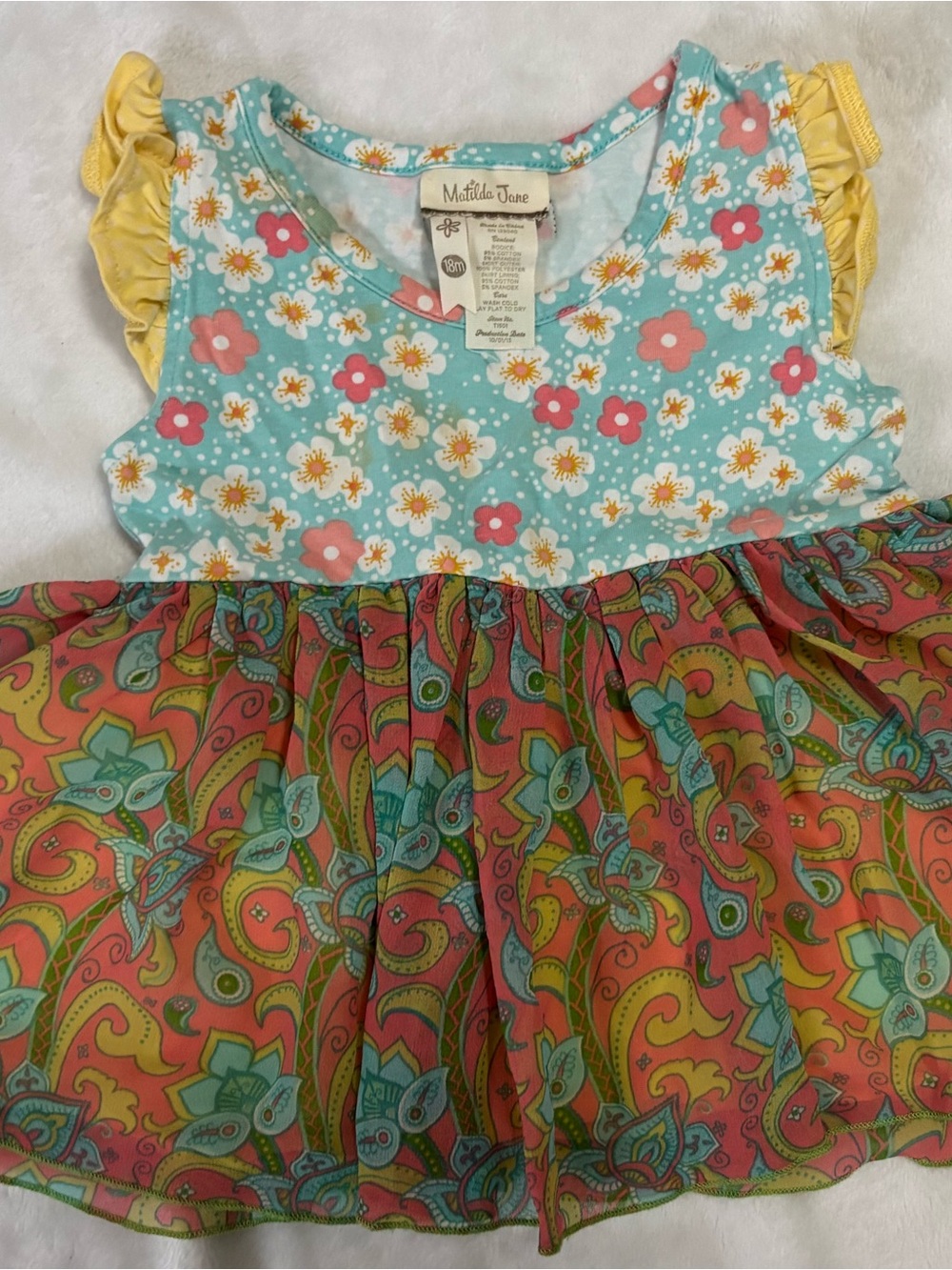 Matilda Jane Paisley Floral Ruffled Short Sleeve Play Dress Flowy Top